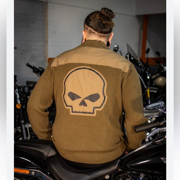 NWT Harley Davidson Willie G Skull wool blend zip up sweater large - Picture 2 of 15